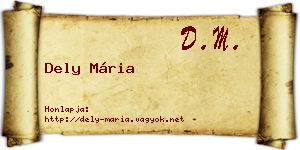 Dely Mária névjegykártya